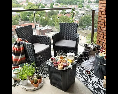 Набір садових меблів Keter Lowa Balcony 2-місний, графіт
