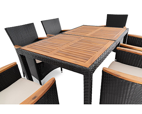 Комплект садових меблів Di Volio VERONA 6-місний, чорно-кремовий