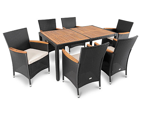 Комплект садових меблів Di Volio VERONA 6-місний, чорно-кремовий