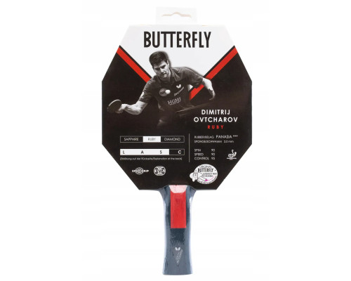 Ракетка для настільного тенісу Butterfly Ovtcharov Ruby, чорно-червона