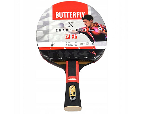 Ракетка для настільного тенісу BUTTERFLY Zhang Jike X6,чорно-червона