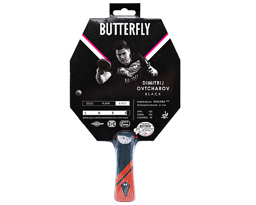 Ракетка для настільного тенісу BUTTERFLY DIMITRIJ OVTCHAROV BLACK, чорно-червона