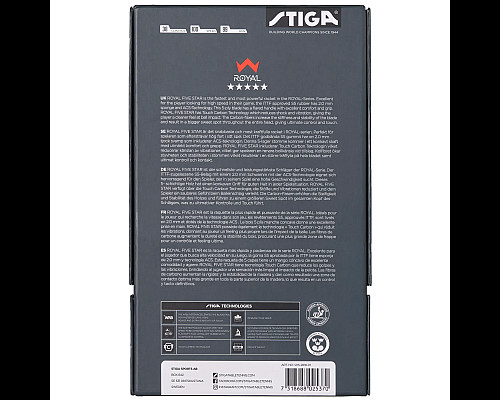 Ракетка для настільного тенісу Stiga Royal Carbon 5 Star FL, чорно-червона