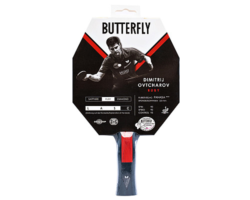 Ракетка для настільного тенісу BUTTERFLY Ovtcharov Ruby, чорно-червона
