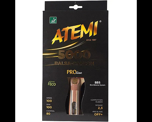 Ракетка для настільного тенісу Atemi 5000 PRO Balsa-Carbon ECO-Line