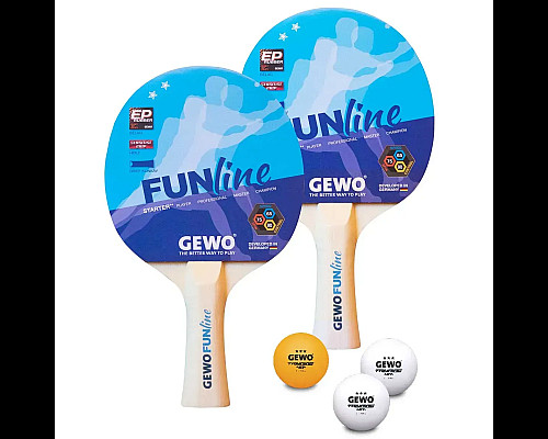 Набір для настільного тенісу Gewo Double-Fun 2 Bats 3 Balls, чорно-червоний