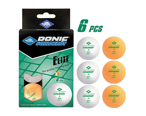 М'ячі для настільного тенісу DONIC Elite 6 шт, помаранчево-білі