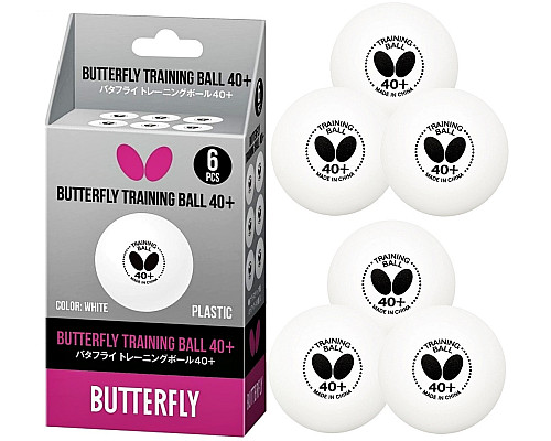 М'ячі для настільного тенісу BUTTERFLY TRAINING 6 шт, білі