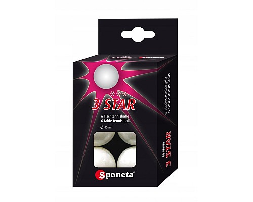 М'ячі для настільного тенісу SPONETA TOURNAMENT 6 шт, білі