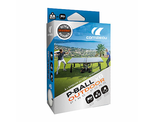 М'ячі для настільного тенісу Cornilleau OUTDOOR 6 шт, білі