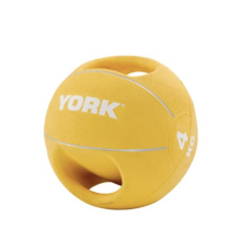 М'яч медбол 4 кг York Fitness із двома ручками, жовтий