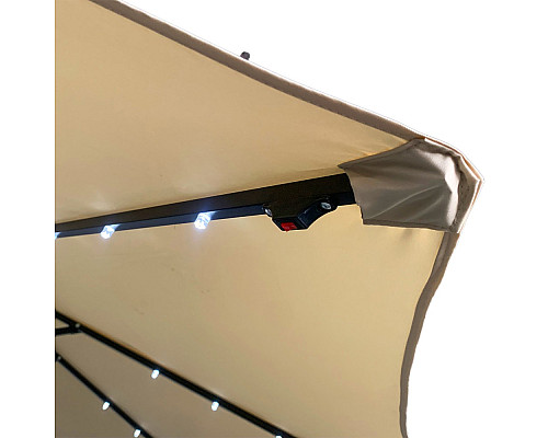 Парасоля садова з LED підсвіткою Bonro B-7012LP 3 м, 8 спиць, бежева Парасоля садова з LED підсвіткою Bonro B-7012LP 3 м, 8 спиць, бежева