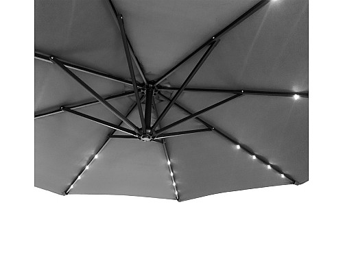 Парасоля садова з LED підсвіткою Bonro B-7012LP 3 м, 8 спиць, сіра
