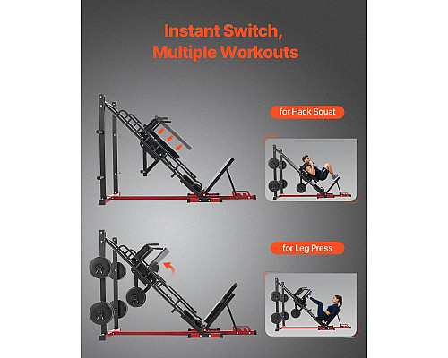 Жим ногами VEVOR HM1904, чорно-червоний