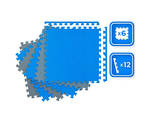 Килимок-пазл THUNDER PZ-04 60 х 60 блакитно-сірий