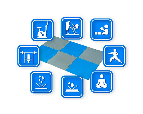 Килимок-пазл THUNDER PZ-04 60 х 60 блакитно-сірий