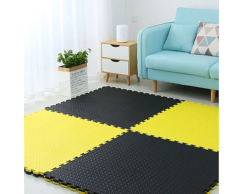 Мат-пазл WCG EVA 100 х 100 х 3 см - чорно-жовтий