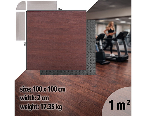 Захисний килимок inSPORTline Luxteko Waffle 100 x 100 x 2 см дерево