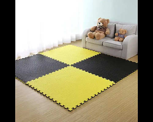 Килимок-пазл захисний з кромкою WCG 100 х 100 х 3 см жовто-чорний