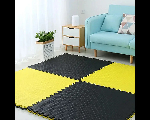 Килимок-пазл захисний з кромкою WCG 100 х 100 х 3 см жовто-чорний