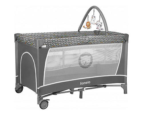 Ліжечко-манеж Lionelo Flower Grey Scandi 84 х 125 х 41 см - сірий
