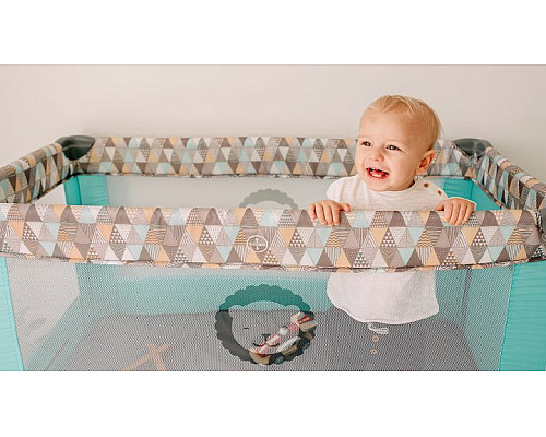 Ліжечко-манеж Lionelo Stefi Yellow Lemon 64 х 124 х 73 см - сіро-жовтий