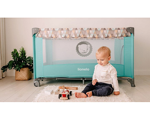 Ліжечко-манеж Lionelo Stefi Yellow Lemon 64 х 124 х 73 см - сіро-жовтий