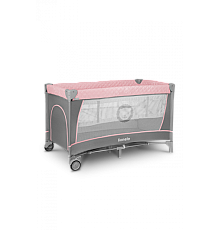 Ліжечко-манеж Lionelo Flower Flamingo 84 х 125 х 41 см - рожево-сірий