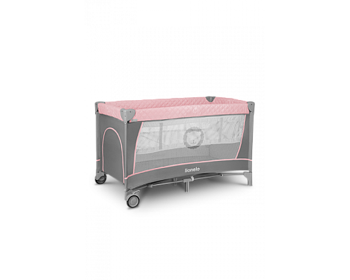Ліжечко-манеж Lionelo Flower Flamingo 84 х 125 х 41 см - рожево-сірий