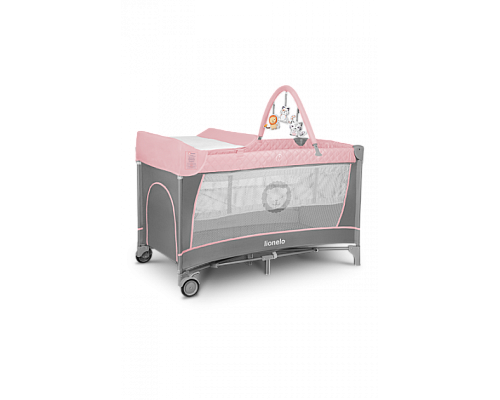 Ліжечко-манеж Lionelo Flower Flamingo 84 х 125 х 41 см - рожево-сірий
