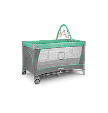 Ліжечко-манеж Lionelo Flower Turquoise 84 х 125 х 41 см - сіро-бірюзовий