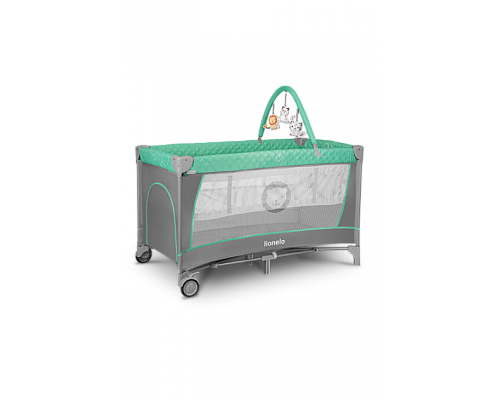 Ліжечко-манеж Lionelo Flower Turquoise 84 х 125 х 41 см - сіро-бірюзовий