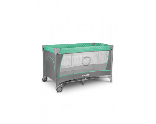 Ліжечко-манеж Lionelo Flower Turquoise 84 х 125 х 41 см - сіро-бірюзовий