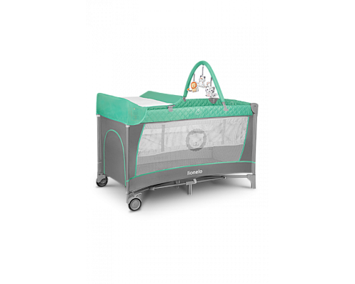 Ліжечко-манеж Lionelo Flower Turquoise 84 х 125 х 41 см - сіро-бірюзовий