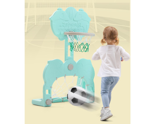 Дитяча гірка з гойдалками, баскетбольним кільцем та футбольними воротами 5в1 inSPORTline Multino - зелений