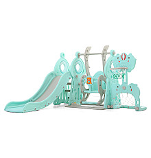 Дитяча гірка з гойдалками 5в1 inSPORTline Multino, 200 х 180 х 120 см  - бірюзово-біла