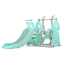 Дитяча гірка з гойдалкою 4в1 inSPORTline Swingslide, 145 х 180 х 120 см - бірюзово-біла