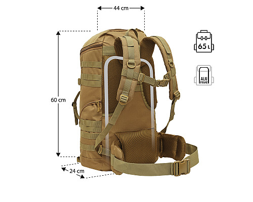 Рюкзак NILS CAMP NC3903 Maverick 65 л, коричневий