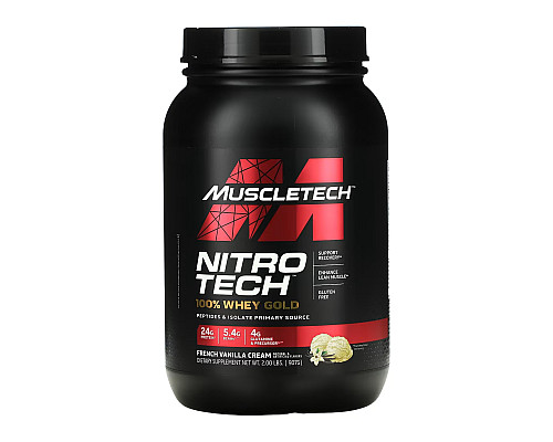Сироватковий протеїн Nitro Tech 100% Whey Gold - 908г Французький ванільний крем