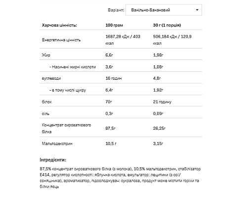Протеїн Whey Protein - 908г Ванільний банан