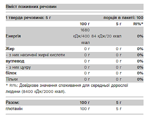 100% Glutamine - 500g 100% Glutamine - 500g