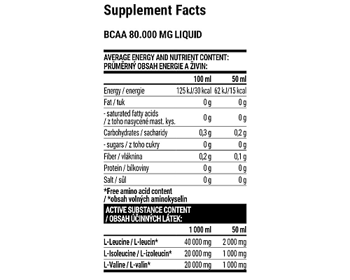 BCAA 80.000 Liquid - 1000ml Apricot BCAA 80.000 Liquid - 1000ml Apricot