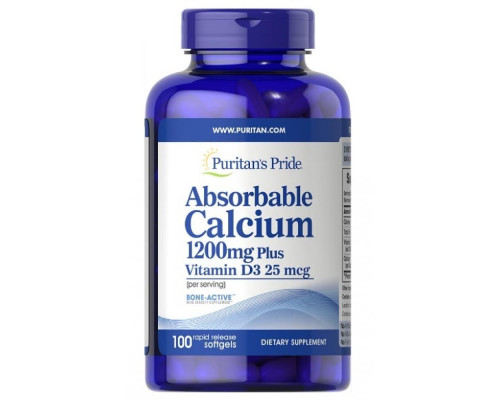 Absorbable Calcium 1200 mg Plus vitamin D3 2,5 mg - 100 Softgels