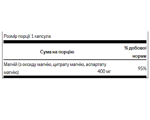 Потрійний магнієвий комплекс Triple Magnesium Complex 400мг - 300 капсул