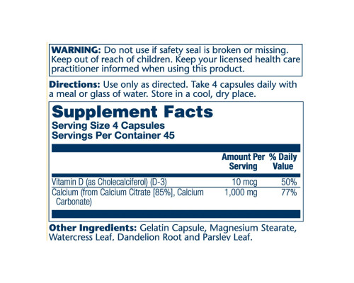 Цитрат кальцію з вітаміном D-3 (Calcium Citrate w/Vit D-3) 1000мг - 180 капсул