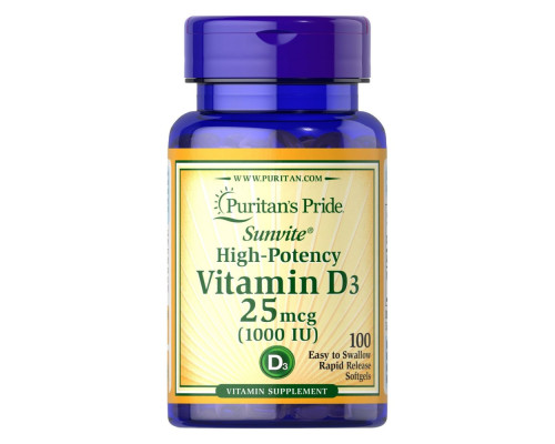 Вітамін Vitamin D3 25мкг 1000IU - 100 капсул