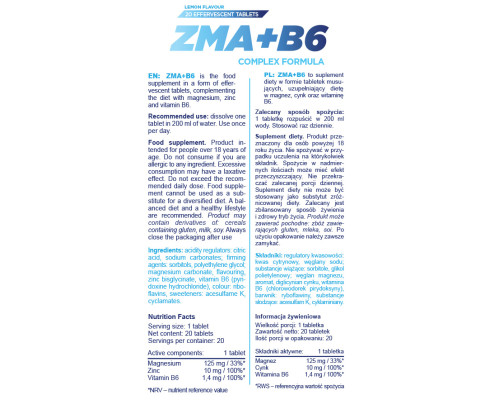 ZMA+B6 - 20tab Lemon