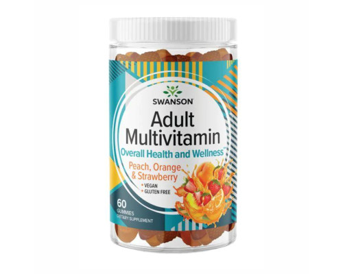 Adult Multivitamin - 60 Gummies Peach,Orange,Strawberry