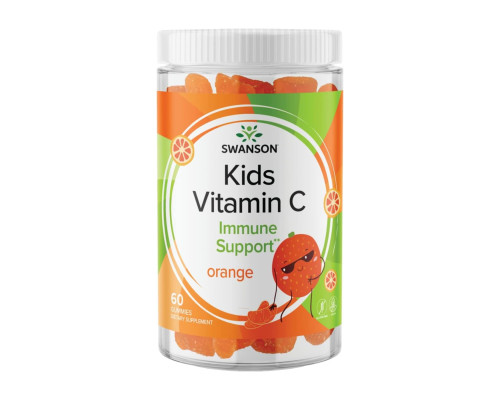 Дитячі вітамніи Kids Vitamin C Gummies - 60 жувальних цукерок (Апельсин)