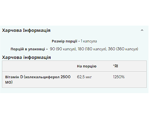 Vitamin D3 Myprotein - 180caps